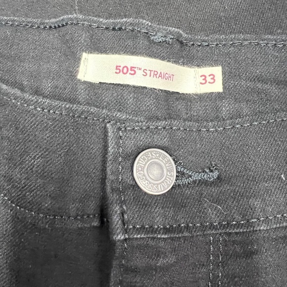 👖|•LEVI'S•| Jet Black 505 Straight Leg Jeans Size 33👖 - Picture 4 of 9